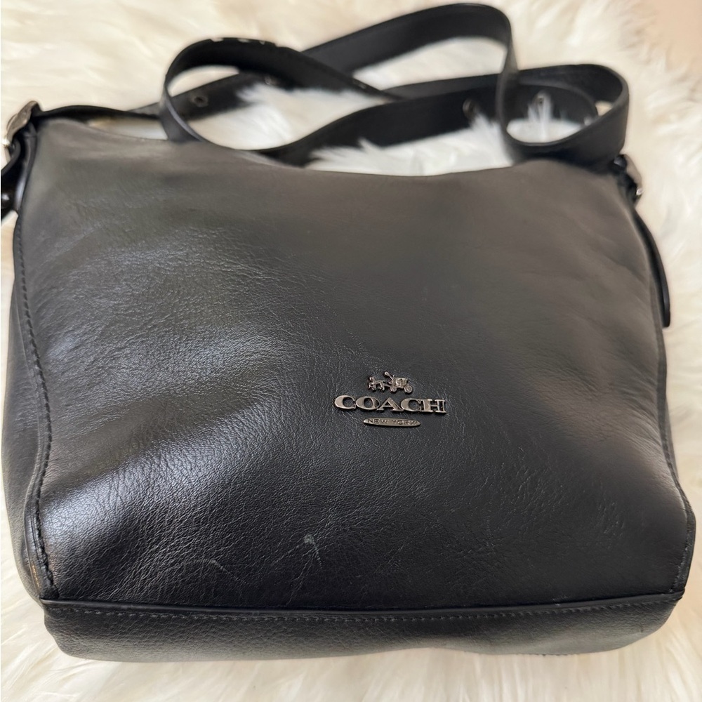 VINTAGE COACH#21377 Black Leather Small Dufflette Crossbody Bag - Picture 5 of 10